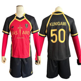 Blue Lock Anime Kunigami Rensuke Cosplay Costume Wig with Embroidery Football Uniform by Halloweez - Halloweez