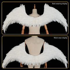 Halloweez Anime Nagi Bachira Reo Cosplay White Angel Wings Goose Feather 150*60CM Velcro - Halloweez