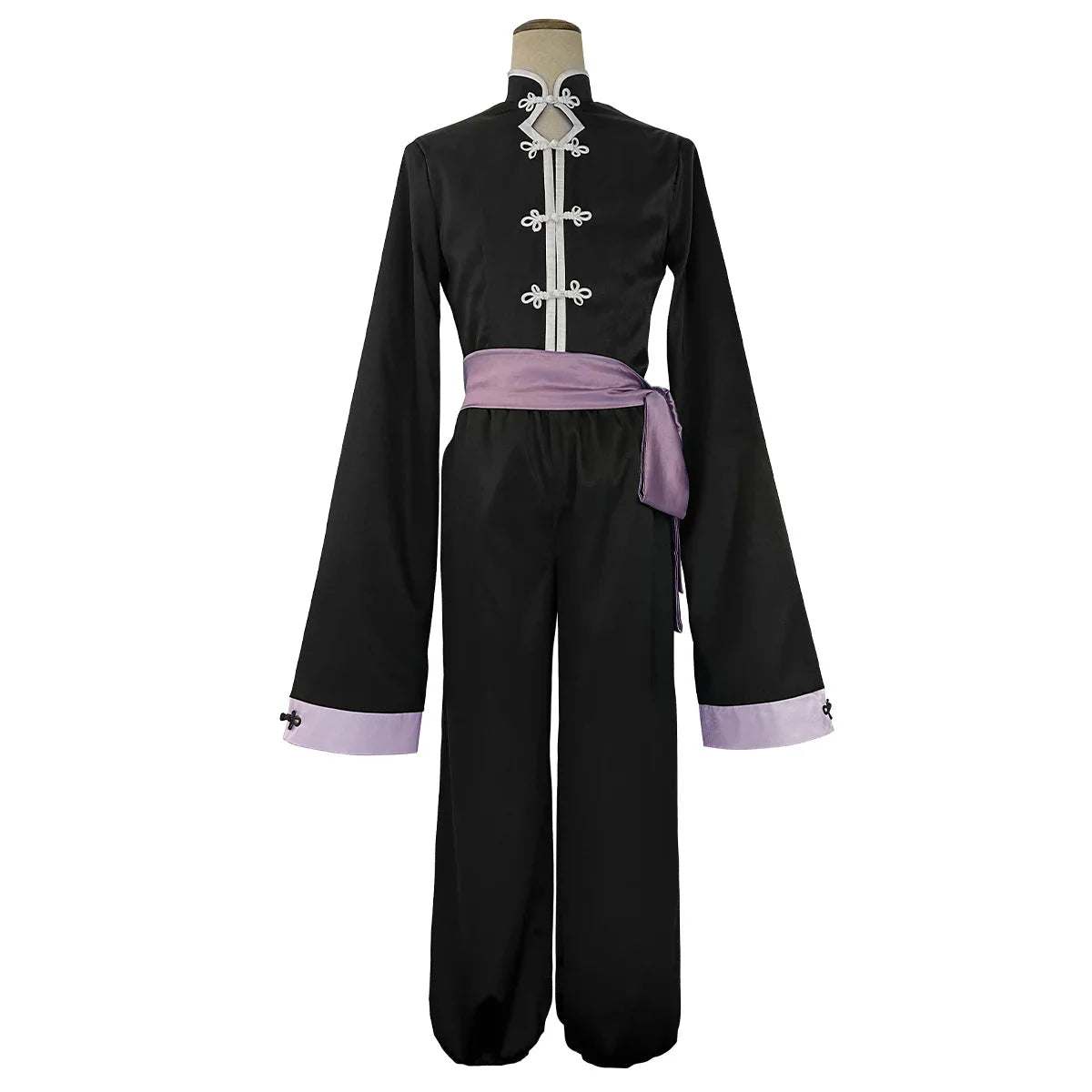 Stylish Blue Lock Anime Nagi Cosplay Costume with Black Kung Fu Tang Suit and Wig by Halloweez - Halloweez