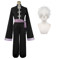 Stylish Blue Lock Anime Nagi Cosplay Costume with Black Kung Fu Tang Suit and Wig by Halloweez - Halloweez