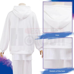 Halloweez Blue Lock Anime Nagi Cosplay Costume with White Pants and Rose Net Overlay - Halloweez