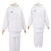 Halloweez Blue Lock Anime Nagi Cosplay Costume with White Pants and Rose Net Overlay - Halloweez