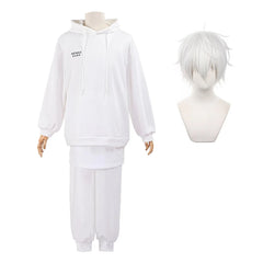 Halloweez Blue Lock Anime Nagi Cosplay Costume with White Pants and Rose Net Overlay - Halloweez