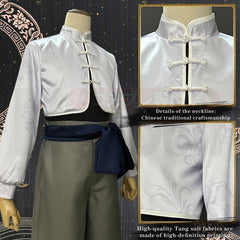 Stylish Blue Lock Anime Reo Mikage Cosplay Costume by Halloweez - Kung Fu Tang Suit with Wig - Halloweez