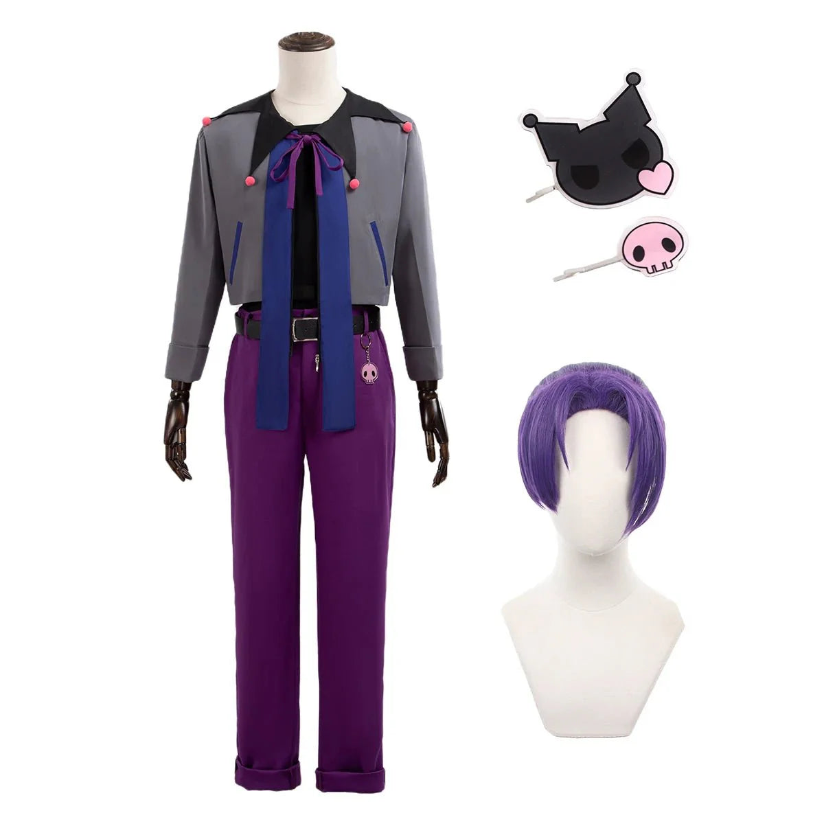 Halloweez Blue Lock Reo Mikage Cosplay Outfit with Wig, Jacket, T-shirt, Pants, and Tail - Halloweez
