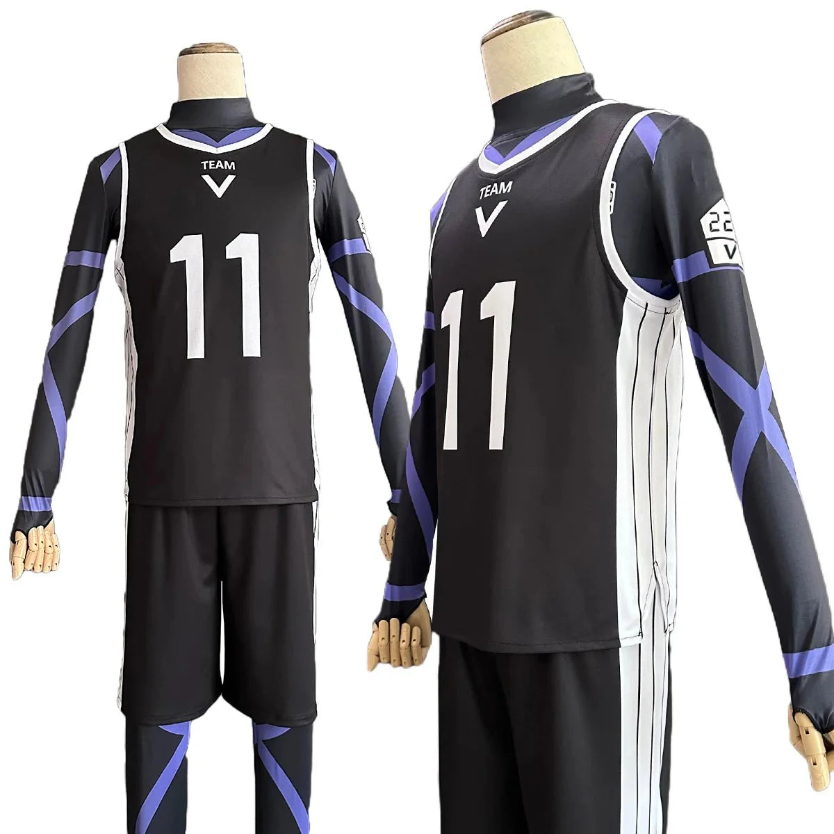 Halloweez Blue Lock Anime Reo Mikage Cosplay Costume with Black Jersey Football Uniform - Halloweez