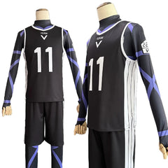 Halloweez Blue Lock Anime Reo Mikage Cosplay Costume with Black Jersey Football Uniform - Halloweez