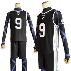 Halloweez Blue Lock Anime Reo Mikage Cosplay Costume with Black Jersey Football Uniform - Halloweez