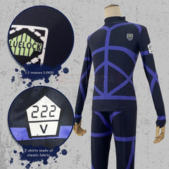 Halloweez Blue Lock Anime Reo Mikage Cosplay Costume with Black Jersey Football Uniform - Halloweez