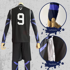 Halloweez Blue Lock Anime Reo Mikage Cosplay Costume with Black Jersey Football Uniform - Halloweez
