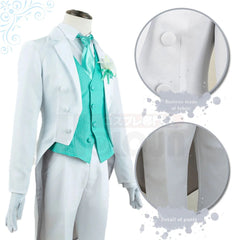 Halloweez Blue Lock Anime Rin Itoshi Cosplay Costume with Tuxedo Suit and Corsage Rose - Halloweez