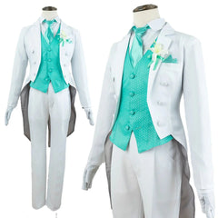 Halloweez Blue Lock Anime Rin Itoshi Cosplay Costume with Tuxedo Suit and Corsage Rose - Halloweez