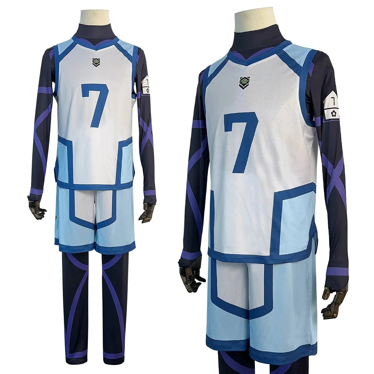 Halloweez Blue Lock Nagi Cosplay Costume Wig and Training Jerseys Set - Halloweez