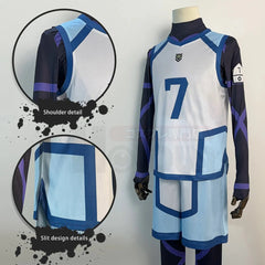 Halloweez Blue Lock Nagi Cosplay Costume Wig and Training Jerseys Set - Halloweez