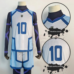 Halloweez Blue Lock Season 2 Reo Mikage Cosplay Wig and Training Jerseys Set - 4PCS Football Uniform for Daily Wear and Gifts - Halloweez