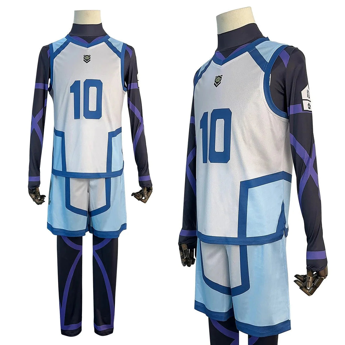 Halloweez Blue Lock Season 2 Reo Mikage Cosplay Wig and Training Jerseys Set - 4PCS Football Uniform for Daily Wear and Gifts - Halloweez