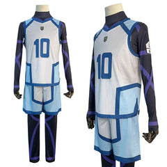 Halloweez Blue Lock Season 2 Reo Mikage Cosplay Wig and Training Jerseys Set - 4PCS Football Uniform for Daily Wear and Gifts - Halloweez