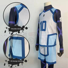 Halloweez Blue Lock Season 2 Reo Mikage Cosplay Wig and Training Jerseys Set - 4PCS Football Uniform for Daily Wear and Gifts - Halloweez