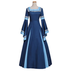 Elegant Blue Gothic Renaissance Victorian Dress for Adult Halloween Cosplay - Halloweez - Halloweez