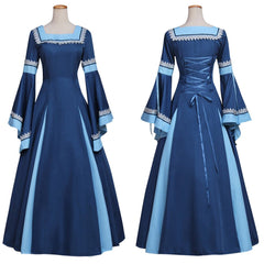 Elegant Blue Gothic Renaissance Victorian Dress for Adult Halloween Cosplay - Halloweez - Halloweez