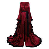 Elegant Halloweez Bridal Boudoir Red Retro Pajamas with Luxurious Feather Edge for Women - Halloweez