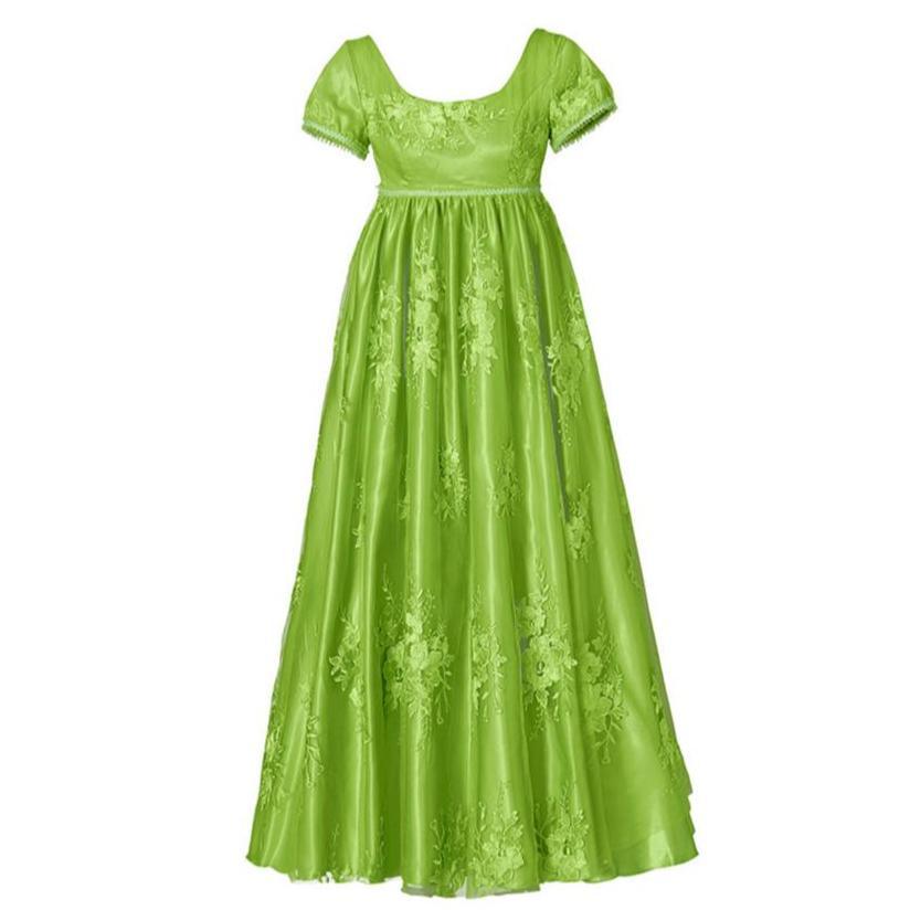 Halloweez Regency Elegance Costume - Green Empire Gown for a Bridgerton Experience - Halloweez