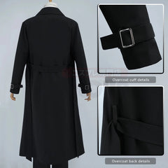 Halloweez Dazai Osamu Cosplay Costume Wig with Black Lining Coat & Elastic Pants - Halloweez