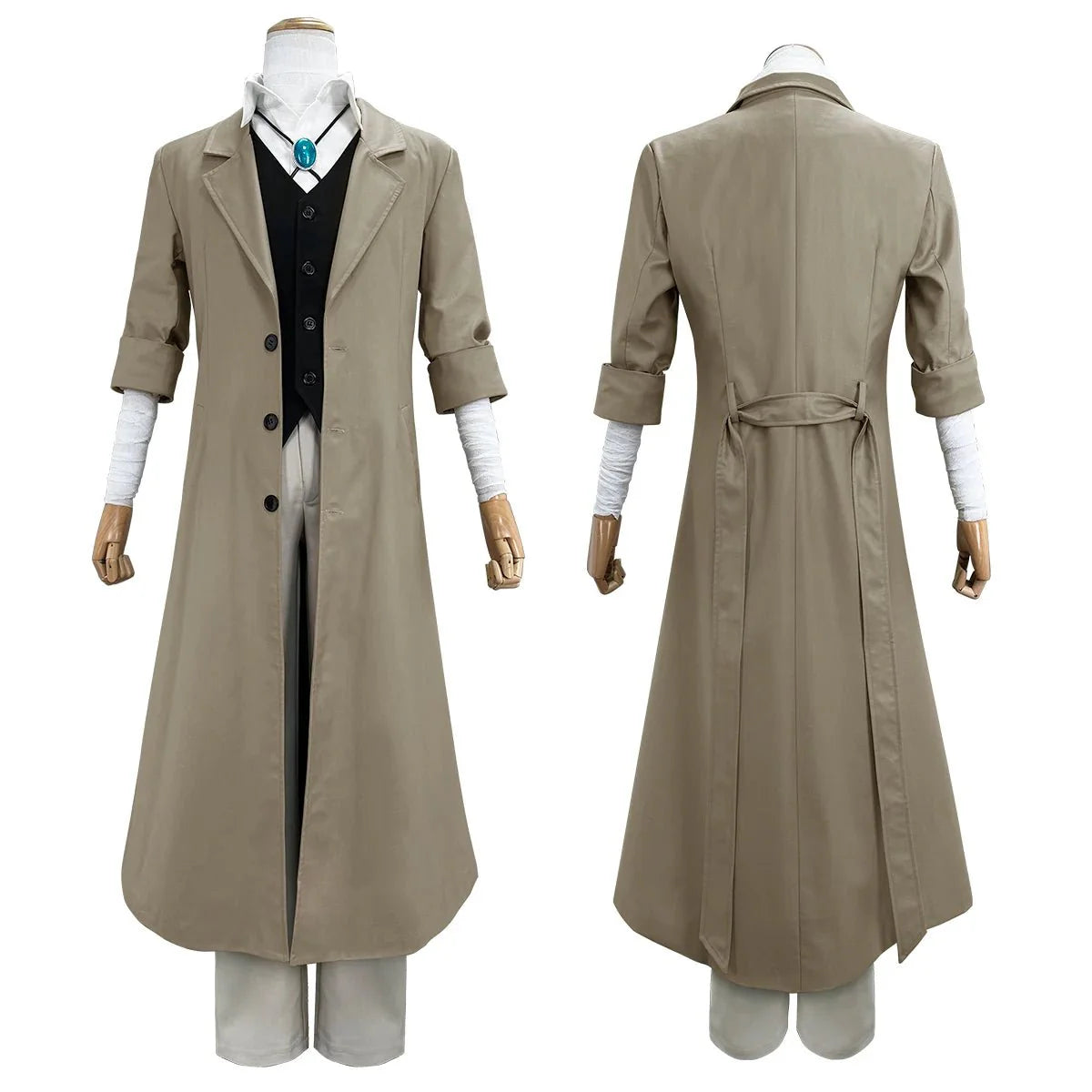Halloweez Dazai Osamu Cosplay Costume with Wig, Coat, Pants, and Pendant for Stylish Daily Wear - Halloweez