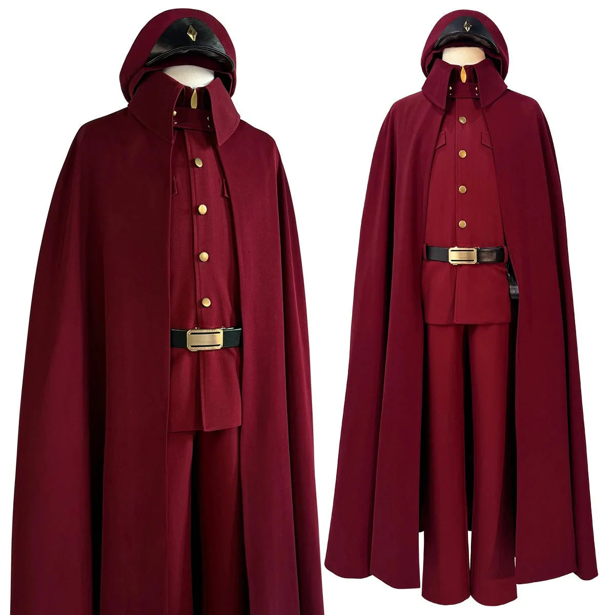 Halloweez Anime Suehiro Tetchou Okura Teruko Saigiku Cosplay Costume Wig with Oversize Lining Cloak and Pants - Halloweez