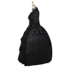 Halloweez Strawberry Victorian Lolita Dress - Gothic Square Neck Black Dress for Cosplay & Events - Halloweez
