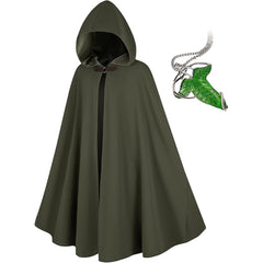 Custom Medieval Cloak with Leaf Necklace Brooch - Performance Costume - Halloweez