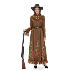 Western Cowboy Legendary Gunslinger Cosplay Costume for Halloween Party, Adult Hunter Outfit with Hat and Accessories - Halloweez