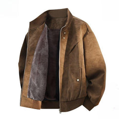 Men's Fleece Lined Bomber Jacket,Plus Size Warm Winter PU Leather Coat Custom