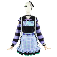World Project Akayama Mizuki 2D Anime Costume Women's Hooded Sweatshirt Plaid Skirt Set - Halloweez