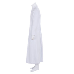 Men's Church Priest Costume - Halloweez White Liturgical Vestments with Standing Collar - Halloweez