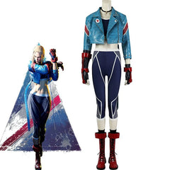 Halloweez Cammy Cosplay Game Costume Women Punk Jacket Crop Top Pants Full Set for Halloween Carnival Party - Halloweez
