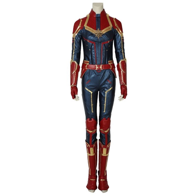 Halloweez Metallic Blue Captain Marvel PU Leather Cosplay Costume – Ideal for Marvel Enthusiasts - Halloweez