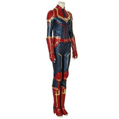 Halloweez Metallic Blue Captain Marvel PU Leather Cosplay Costume – Ideal for Marvel Enthusiasts - Halloweez