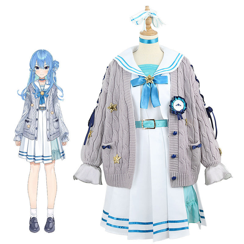 Rainbow VTuber Hoshimachi Suisei Anniversary Anime Costume Set Sweater Coat Version - Halloweez