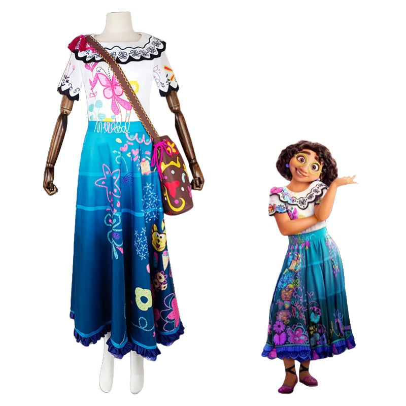 Magic House Cosplay Costume Mirabel Dress with Backpack for Kids and Adults - Halloweez