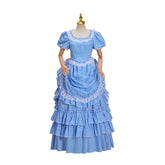 Victorian Blue Striped Dress Cosplay Costume - Halloweez