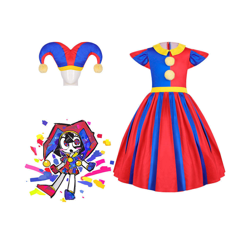Magical Digital Circus Pomni Cosplay Clown Dress for Halloween and Stage Performance - Halloweez