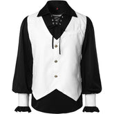 Medieval Pirate Victorian Steampunk Gothic Long Sleeve Vest Shirt Halloween Costume - Halloweez