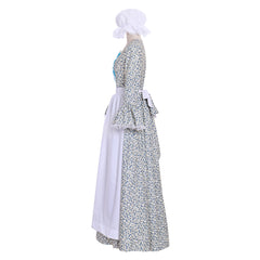Halloweez Victorian Pioneer Pilgrim Wench Rural Floral Prairie Dress Women Countryside Colonial Dress Lolita Dress - Halloweez