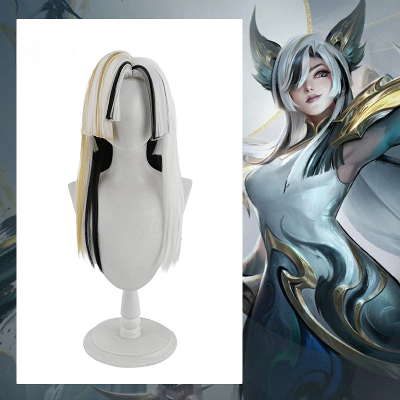 Stylish Halloweez Calligraphia Xayah Cosplay Wig - 55cm Mixed Color for Women - Halloweez