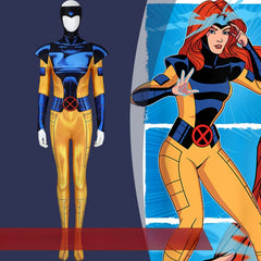 X-Men 97 Jean Grey Phoenix Cosplay Costume Women Tight Bodysuit Full Set - Halloweez