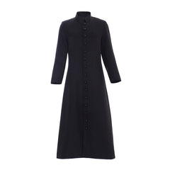 Men's Black Halloweez Clergy Robes - Premium Cassock Church Priest Costume with Standing Collar for Liturgical and Cosplay - Halloweez