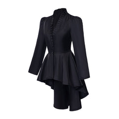 Elegant Halloweez Vintage Gothic High-Low Cocktail Dress – Women's Long Sleeve Medieval Cosplay Costume - Halloweez