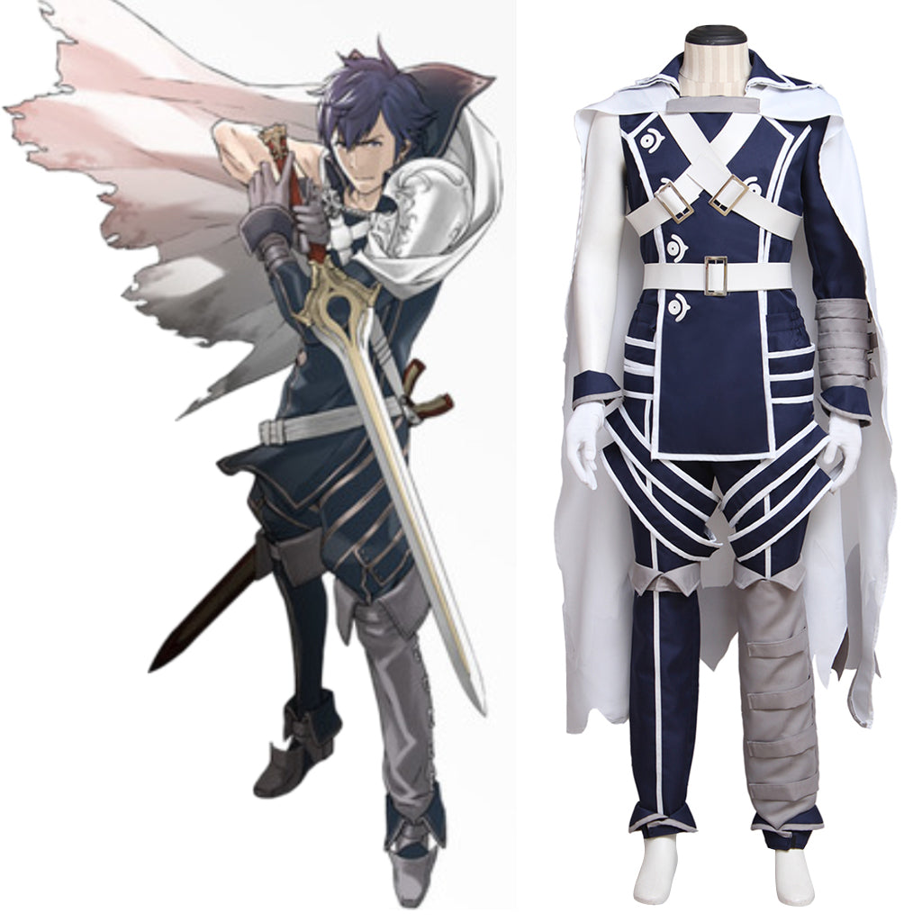 Halloweez Fire Emblem Awakening Chrom Cosplay Costume | Royal Combat Uniform with Cloak - Halloweez