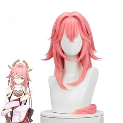 Halloweez Yae Miko Cosplay Wig - 80cm Long Pink Straight Hair for Yae Guuji - Halloweez
